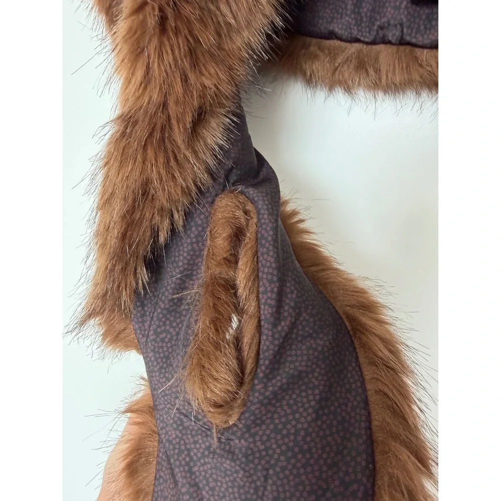 Zara Accessories Brown Faux Fur Scarf‎ Stole Pull Through Wrap One Size